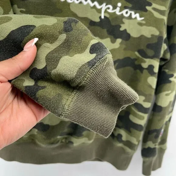 Champion Boys Green Camo Pullover Hoodie Sweatshirt Size Medium - Picture 10 of 14